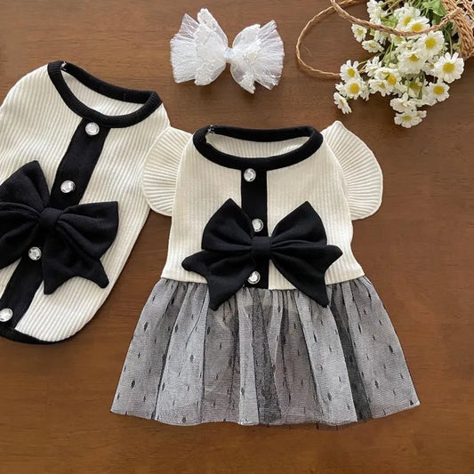 Luxury Dog Dress with Bowknot Lace