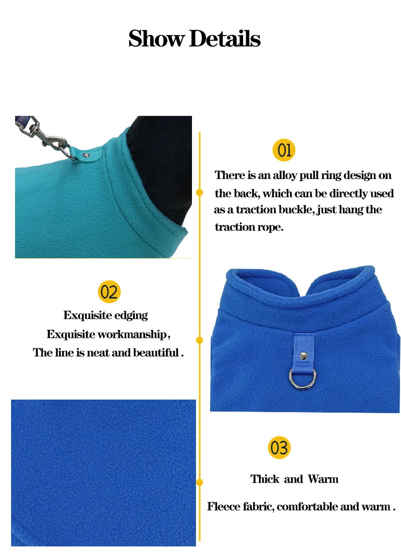 Warm Sleeveless Fleece Dog Clothes.